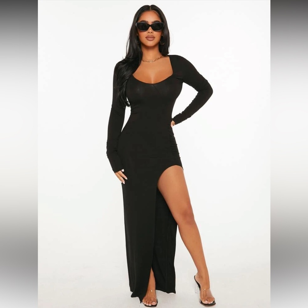 SHEIN Black Long Sleeve Bodycon Dress